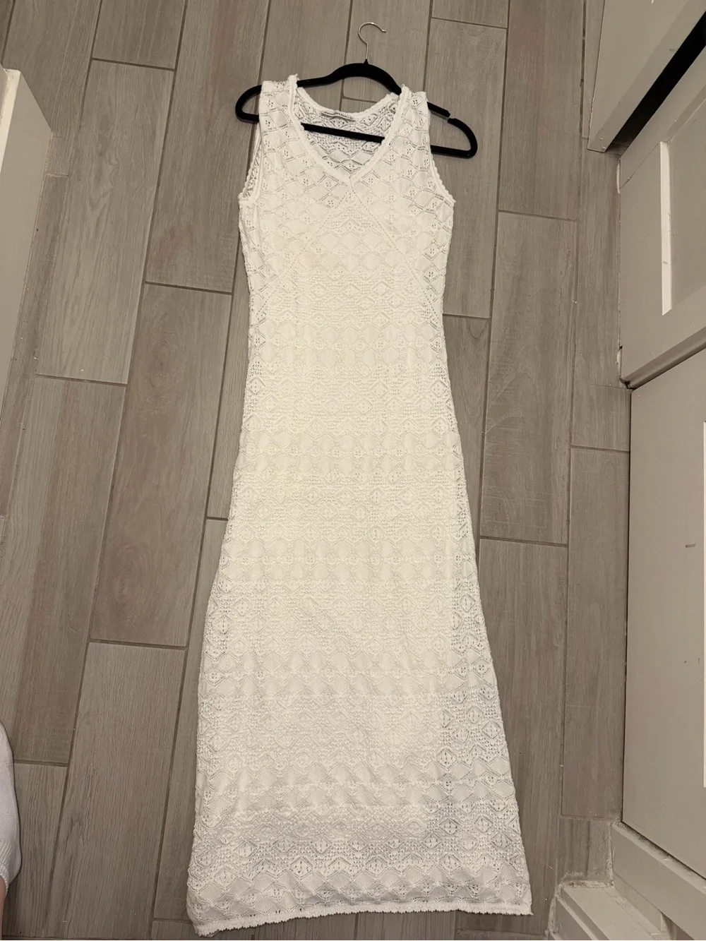 Abercrombie & Fitch White Lace Pointelle Maxi Dress